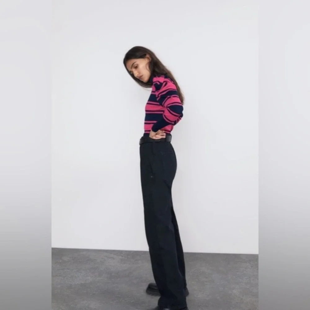 Zara striped ribbed knit sweater-size L - Picture 2 of 8